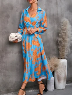 Clearance Women's Maxi Dress Casual Dress Wrap Dress A Line Dress Stylish Casual Vacation Daily Regular Fit Floral Long Sleeve V Neck Yellow Blue Summer Women Spring Dresses