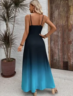 Online Women's Maxi Dress Casual Dress A Line Dress Summer Dress Slip Dress Vacation Vintage Ethnic Daily Regular Fit Ombre Graphic Sleeveless V Neck Summer Spring Women Sundresses