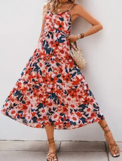 Hot Women's Maxi Dress Casual Dress Swing Dress A Line Dress Stylish Casual Vacation Daily Regular Fit Floral Sleeveless Strap Summer Women Spring Dresses
