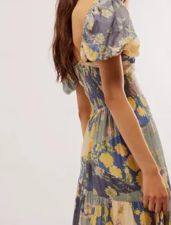 Online Women's Maxi Dress Casual Dress Swing Dress A Line Dress Boho Dress Bohemia Vintage Casual Vacation Daily Regular Fit Floral Short Sleeve V Neck Red Orange Beige Spring Fall Women Spring Dresses