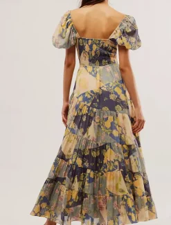 Online Women's Maxi Dress Casual Dress Swing Dress A Line Dress Boho Dress Bohemia Vintage Casual Vacation Daily Regular Fit Floral Short Sleeve V Neck Red Orange Beige Spring Fall Women Spring Dresses