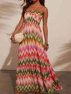 Clearance Women's Maxi Dress Casual Dress A Line Dress Slip Dress Boho Dress Stylish Casual Vacation Daily Regular Fit Floral Sleeveless Halter Neck Spring Fall Women Spring Dresses