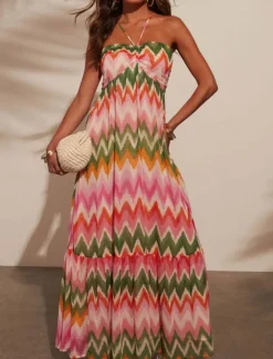 Clearance Women's Maxi Dress Casual Dress A Line Dress Slip Dress Boho Dress Stylish Casual Vacation Daily Regular Fit Floral Sleeveless Halter Neck Spring Fall Women Spring Dresses