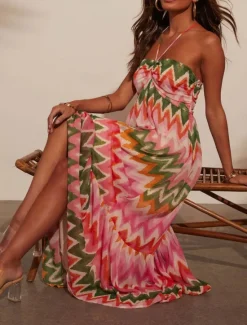 Clearance Women's Maxi Dress Casual Dress A Line Dress Slip Dress Boho Dress Stylish Casual Vacation Daily Regular Fit Floral Sleeveless Halter Neck Spring Fall Women Spring Dresses