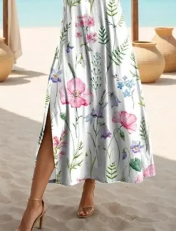 New Women's Maxi Dress Casual Dress Casual Daily Loose Fit Geometric Short Sleeve Crew Neck Summer Women Spring Dresses|T Shirt Dresses