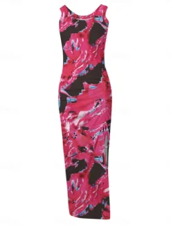 Best Women's Maxi Dress Casual Dress Bodycon Tank Dress Slip Dress Stylish Casual Vacation Daily Regular Fit Floral Sleeveless U Neck Black Fuchsia Light Blue Summer Women Spring Dresses|Floral Dresses
