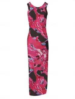 Best Women's Maxi Dress Casual Dress Bodycon Tank Dress Slip Dress Stylish Casual Vacation Daily Regular Fit Floral Sleeveless U Neck Black Fuchsia Light Blue Summer Women Spring Dresses|Floral Dresses