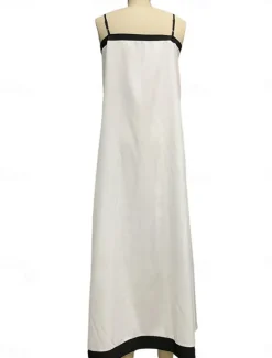 Best Women's Maxi Dress Casual Dress A Line Dress Summer Dress Slip Dress Stylish Casual Vacation Daily Regular Fit Color Block Sleeveless V Neck White Red Green Summer Spring Women Vacation Dresses