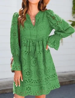 Sale Women's Maxi Dress Casual Dress Cotton Maxi Dress Basic Casual Vacation Daily Regular Fit Plain Short Sleeve V Neck Blue Green Summer Women White Dresses