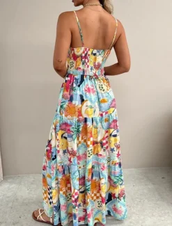Sale Women's Maxi Dress Casual Dress Swing Dress A Line Dress Slip Dress Casual Daily Regular Fit Color Block Sleeveless Strap Blue Sky Blue Summer Spring Fall Women Vacation Dresses
