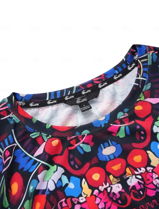 Women's Maxi Dress Casual Dress Vintage Vacation Regular Fit Floral Short Sleeve Crew Neck Black Yellow Khaki Summer Women Vacation Dresses