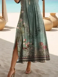 Best Women's Maxi Dress Casual Dress Casual Daily Loose Fit Geometric Short Sleeve Crew Neck Summer Women Spring Dresses|T Shirt Dresses