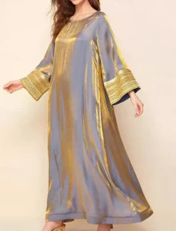 Online Women's Maxi Dress Casual Dress Cocktail Dress Wedding Guest Dress Chiffon Dress Elegant Casual Vacation Regular Fit Plain Long Sleeve Crew Neck Black Navy Blue Purple Fall Women Cocktail Dress