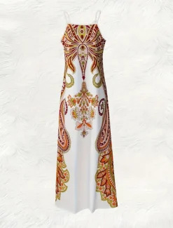 Women's Maxi Dress Casual Dress A Line Dress Slip Dress Vacation Vintage Ethnic Daily Regular Fit Paisley Sleeveless V Neck Summer Spring Fall Women Sundresses