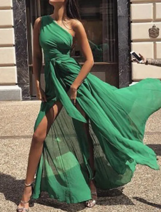 Discount Women's Maxi Dress Cocktail Dress Wedding Guest Dress Chiffon Dress A Line Dress Elegant Sexy Formal Wedding Party Regular Fit Sleeveless V Neck Yellow Red Purple Green Summer Women Cocktail Dress