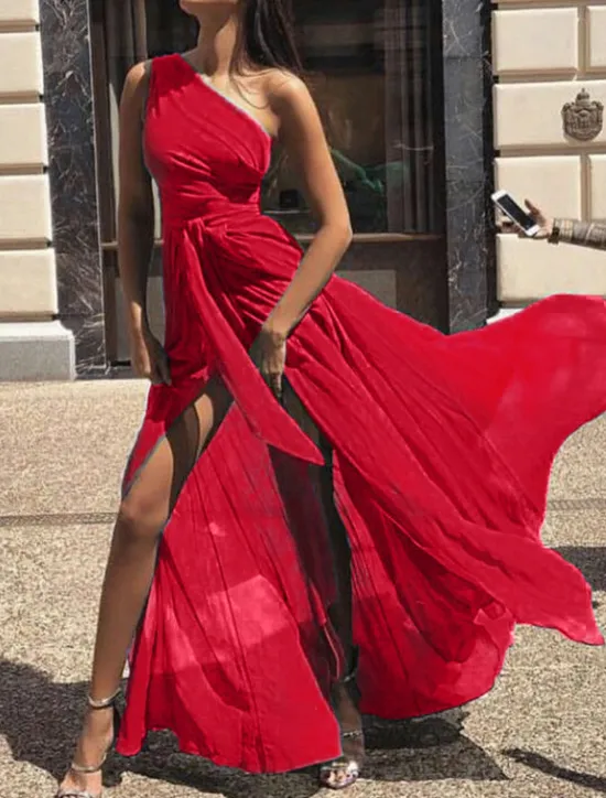 Discount Women's Maxi Dress Cocktail Dress Wedding Guest Dress Chiffon Dress A Line Dress Elegant Sexy Formal Wedding Party Regular Fit Sleeveless V Neck Yellow Red Purple Green Summer Women Cocktail Dress