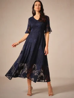 Outlet Women's Maxi Dress Cocktail Dress Wedding Guest Dress Semi Formal Dress A Line Dress Elegant Work Birthday Flutter Sleeve Wedding Guest Cocktail Party Formal Evening Regular Fit Solid Color Plain Women Cocktail Dress