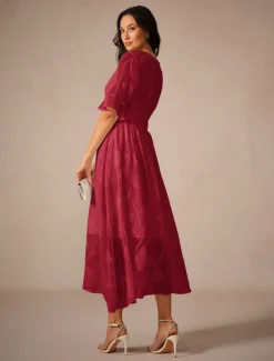 Outlet Women's Maxi Dress Cocktail Dress Wedding Guest Dress Semi Formal Dress A Line Dress Elegant Work Birthday Flutter Sleeve Wedding Guest Cocktail Party Formal Evening Regular Fit Solid Color Plain Women Cocktail Dress