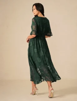 Outlet Women's Maxi Dress Cocktail Dress Wedding Guest Dress Semi Formal Dress A Line Dress Elegant Work Birthday Flutter Sleeve Wedding Guest Cocktail Party Formal Evening Regular Fit Solid Color Plain Women Cocktail Dress