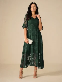 Outlet Women's Maxi Dress Cocktail Dress Wedding Guest Dress Semi Formal Dress A Line Dress Elegant Work Birthday Flutter Sleeve Wedding Guest Cocktail Party Formal Evening Regular Fit Solid Color Plain Women Cocktail Dress