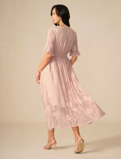 Outlet Women's Maxi Dress Cocktail Dress Wedding Guest Dress Semi Formal Dress A Line Dress Elegant Work Birthday Flutter Sleeve Wedding Guest Cocktail Party Formal Evening Regular Fit Solid Color Plain Women Cocktail Dress
