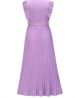 Women's Maxi Dress Cocktail Dress Wedding Guest Dress Chiffon Dress Stylish Basic Casual Vacation Daily Regular Fit Plain Sleeveless V Neck White Purple Summer Women Cocktail Dress