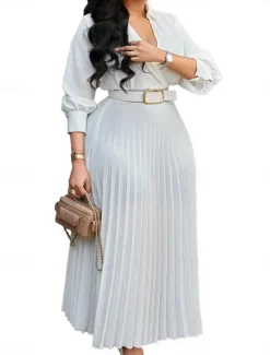 New Women's Maxi Dress Corset Dress Work Dress Semi Formal Vacation Daily Regular Fit Plain Sleeveless Lapel White Red Dark Blue Summer Women White Dresses