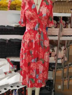 Discount Women's Maxi Dress Corset Dress A Line Dress Summer Dress Stylish Casual Vacation Daily Regular Fit Floral Short Sleeve V Neck Red Sky Blue Green Summer Women Vacation Dresses