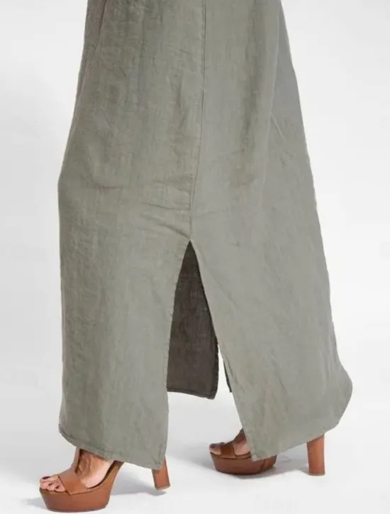 Sale Women's Maxi Dress Cotton Linen Dresses Casual Dress Slip Dress Basic Casual Vacation Daily Regular Fit Plain Sleeveless Strap White Army Green Summer Women Dresses