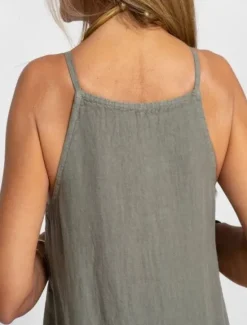 Sale Women's Maxi Dress Cotton Linen Dresses Casual Dress Slip Dress Basic Casual Vacation Daily Regular Fit Plain Sleeveless Strap White Army Green Summer Women Dresses