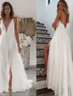 Outlet Women's Maxi Dress Graduation Dress Casual Dress A Line Dress Summer Dress Stylish Sexy Vacation Daily Date Regular Fit Plain Sleeveless V Neck Summer Women White Dresses
