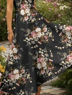 Online Women's Maxi Dress Knit Dress Casual Dress A Line Dress Summer Dress Elegant Vacation Casual Regular Fit Floral Graphic Short Sleeve Square Neck Scoop Neck Yellow Red Blue Purple Summer Spring Women Vacation Dresses