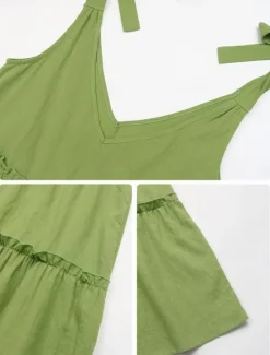 Sale Women's Maxi Dress Linen-Inspired Dresses Casual Dress Cotton Dress Slip Dress Basic Casual Vacation Daily Regular Fit Plain Sleeveless Strap V Neck Summer Women Dresses