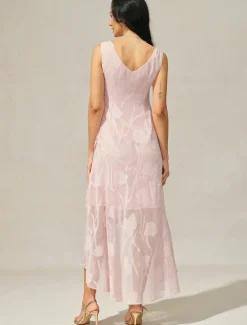 Best Women's Maxi Dress Ruffle Dress Elegant Wedding Wedding Guest Evening Party Floral Sleeveless U Neck Summer Spring Women Cocktail Dress