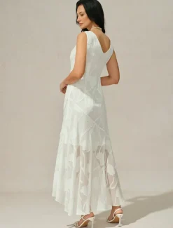 Sale Women's Maxi Dress Ruffle Dress Elegant Wedding Wedding Guest Evening Party Regular Fit Floral Sleeveless U Neck Summer Spring Women Cocktail Dress