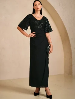 Clearance Women's Maxi Dress Sheath Dress Elegant Party Birthday Floral Half Sleeve V Neck Summer Spring Fall Women Cocktail Dress