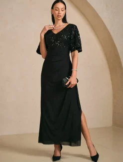 Clearance Women's Maxi Dress Sheath Dress Elegant Party Birthday Floral Half Sleeve V Neck Summer Spring Fall Women Cocktail Dress