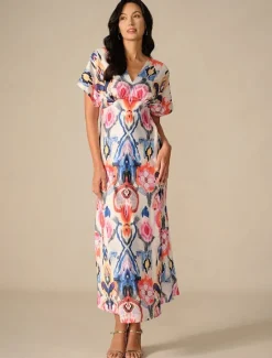 Hot Women's Maxi Dress Sheath Dress Elegant Wedding Party Regular Fit Graphic Short Sleeve V Neck Spring Women Cocktail Dress