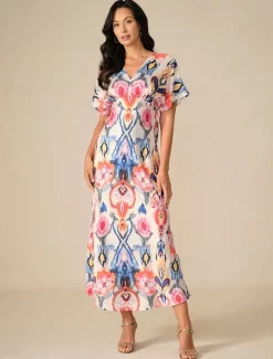Hot Women's Maxi Dress Sheath Dress Elegant Wedding Party Regular Fit Graphic Short Sleeve V Neck Spring Women Cocktail Dress