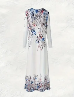 Clearance Women's Maxi Dress Sheath Dress A Line Dress Casual Boho Wedding Guest Daily Graduation Regular Fit Floral Graphic Long Sleeve Crew Neck Spring Fall Winter Autumn Women Casual Dress
