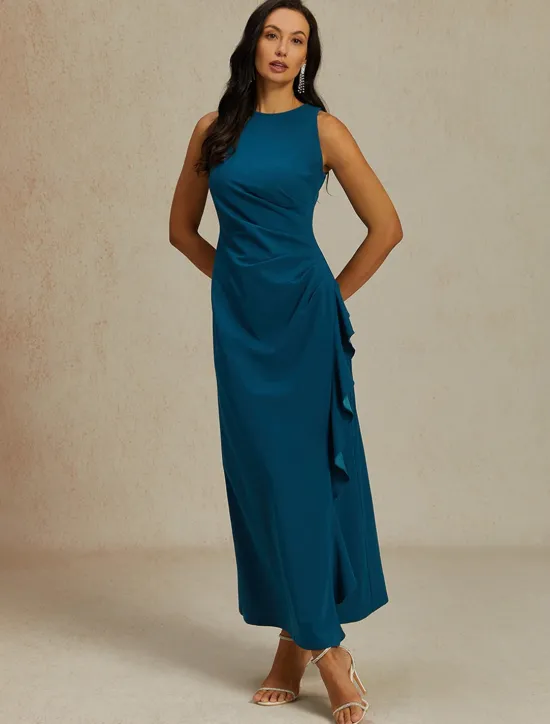 Sale Women's Maxi Dress Sheath Dress Elegant Party Semi Formal Wedding Guest Cocktail Party Solid Color Sleeveless Crew Neck Boat Neck Summer Spring Fall Women Cocktail Dress