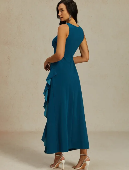 Sale Women's Maxi Dress Sheath Dress Elegant Party Semi Formal Wedding Guest Cocktail Party Solid Color Sleeveless Crew Neck Boat Neck Summer Spring Fall Women Cocktail Dress
