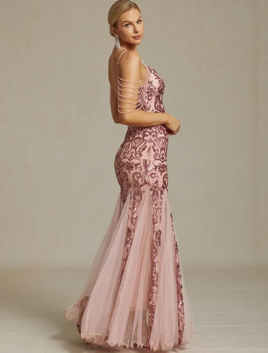 Women's Maxi Dress Sheath Dress Chiffon Dress Trumpet Mermaid Dress Tulle Dress Elegant Party Birthday Geometric Sleeveless V Neck Summer Women Cocktail Dress