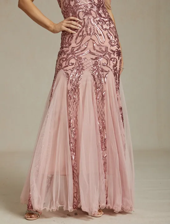 Women's Maxi Dress Sheath Dress Chiffon Dress Trumpet Mermaid Dress Tulle Dress Elegant Party Birthday Geometric Sleeveless V Neck Summer Women Cocktail Dress