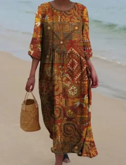 Sale Women's Maxi Dress Shift Dress A Line Dress Vacation Casual Boho Going out Beach Standard Fit Floral Graphic Sleeveless U Neck Maroon Red Blue Summer Spring Women Floral Dresses|Casual Dress
