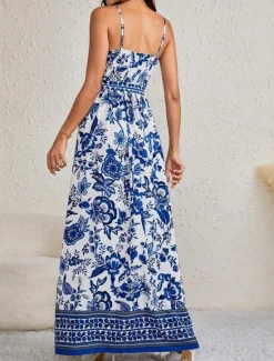 Outlet Women's Maxi Dress Summer Dress Boho Dress Cami Dress Stylish Ethnic Vacation Daily Date Regular Fit Floral Sleeveless V Neck Summer Women Spring Dresses