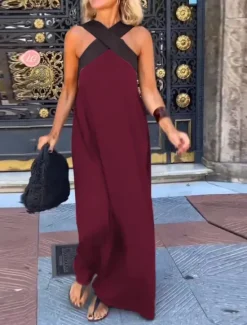 Sale Women's Maxi Dress Summer Dress Casual Daily Regular Fit Graphic Sleeveless Halter Neck Black White Wine Fuchsia Summer Women Sundresses