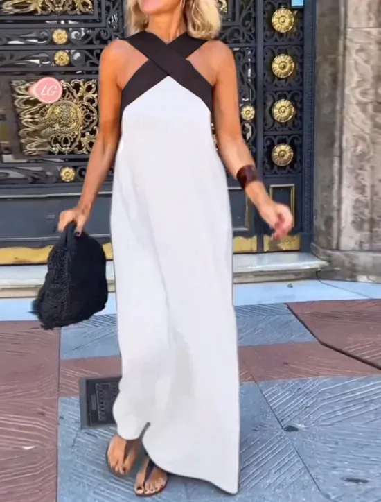 Sale Women's Maxi Dress Summer Dress Casual Daily Regular Fit Graphic Sleeveless Halter Neck Black White Wine Fuchsia Summer Women Sundresses