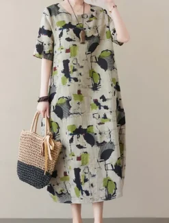 Discount Women's Maxi Dress Summer Dress Casual Daily Regular Fit Graphic Short Sleeve Crew Neck Summer Women Casual Dress|Dresses