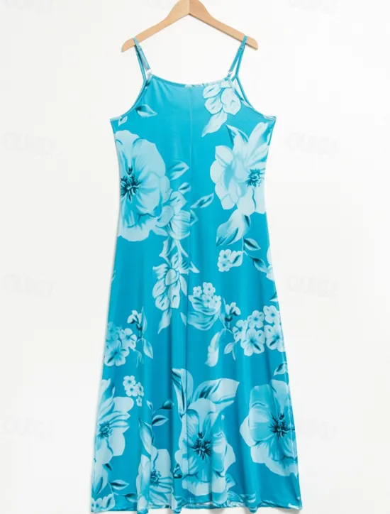 New Women's Maxi Dress Sundress A Line Dress Floral Dress Fashion Modern Casual Vacation Casual Daily Regular Fit Floral Sleeveless V Neck Pink Blue Purple Fuchsia Summer Spring Women Vacation Dresses